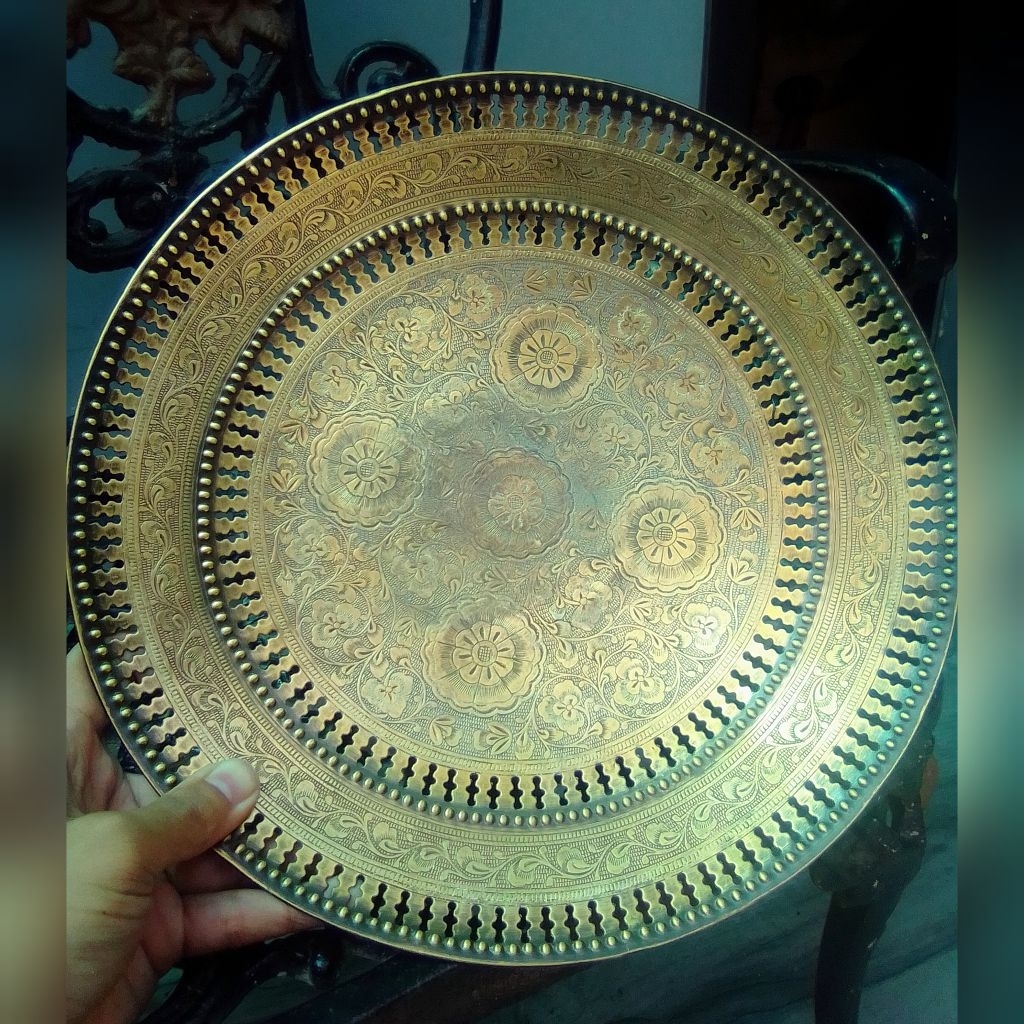 Piring Hias Kuningan Antik Kuno Preloved