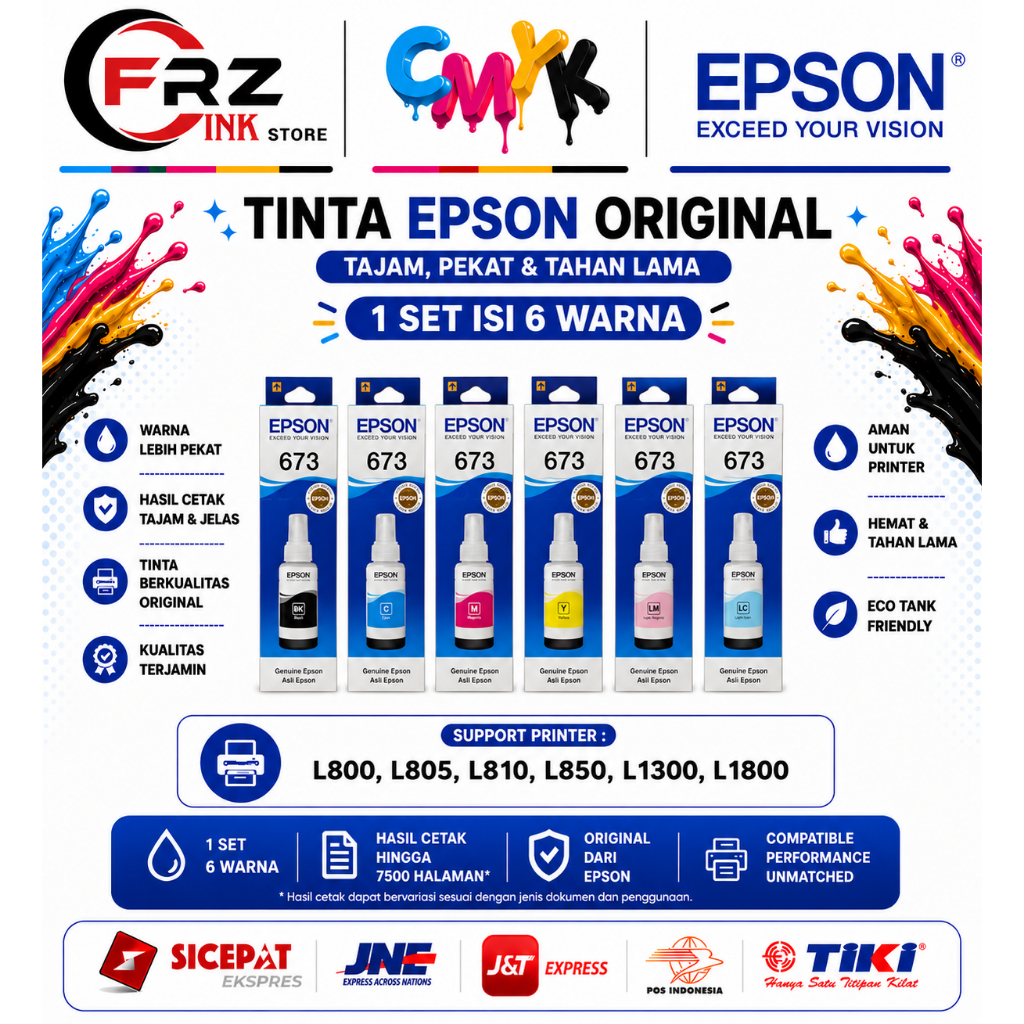 TINTA EPSON 673 ORIGINAL Epson L800 - Epson L805 - Epson L850 - Epson L1800