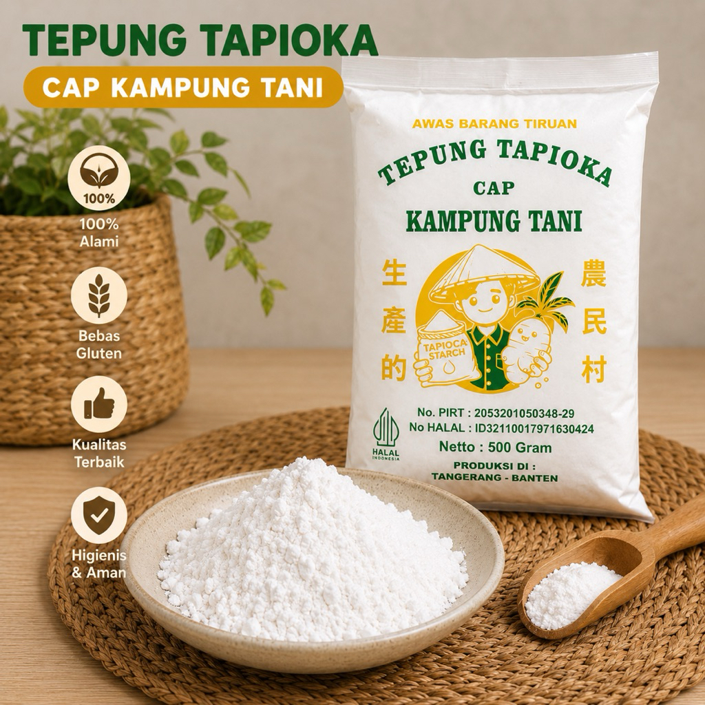 Tepung Tapioka Cap Kampung Tani 500 Gram - Halal & Bersertifikat P-IRT
