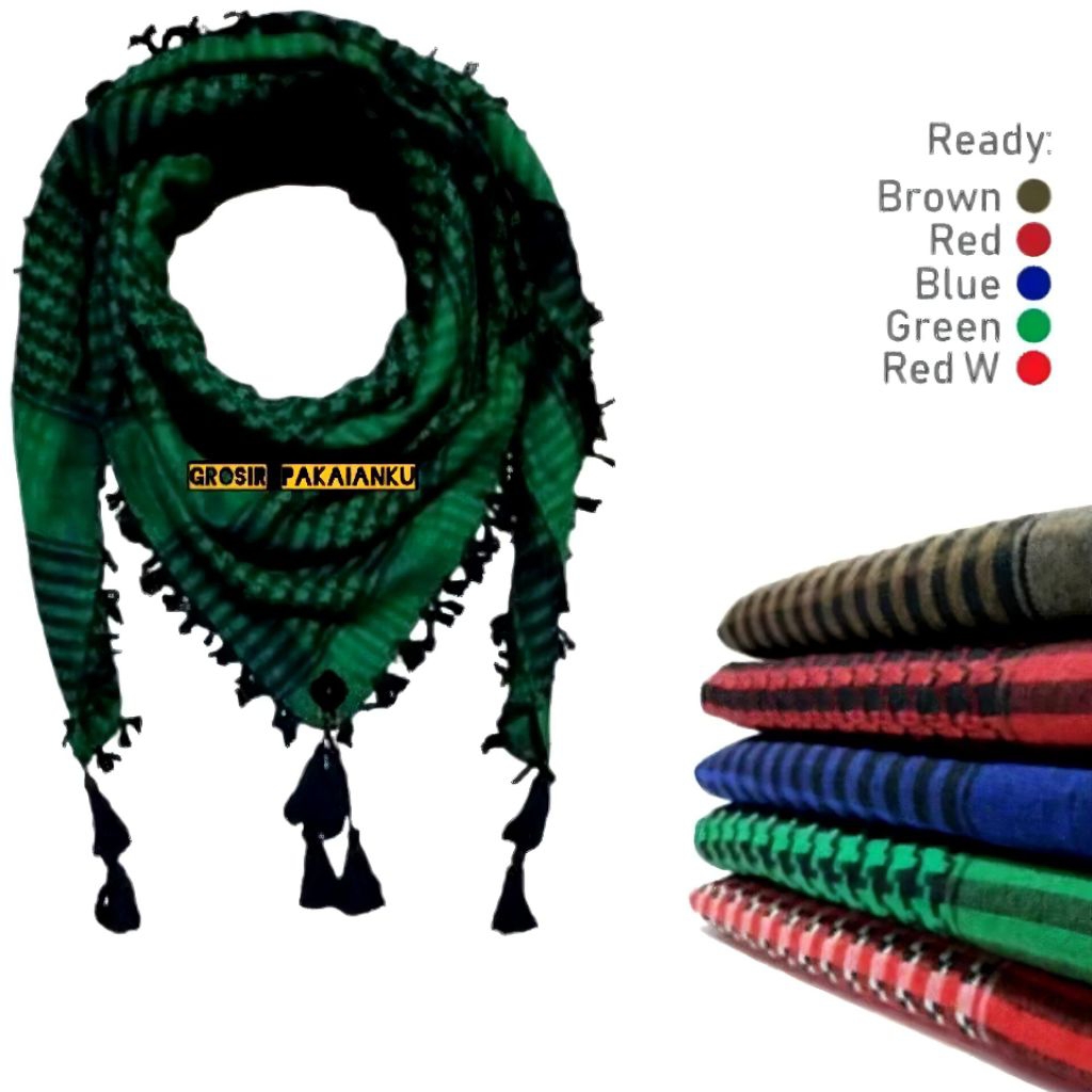 Sorban Arab Palestina Keffiyeh Hitam Putih Original Premium Pria Dewasa Syal Muslim.
