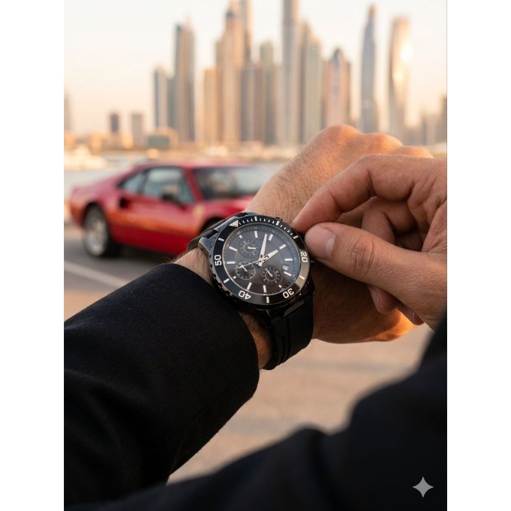 Jam Tangan Pria Elegan Mewah Chronograph Fashion Original Vrl Model 6141 Hitam Full