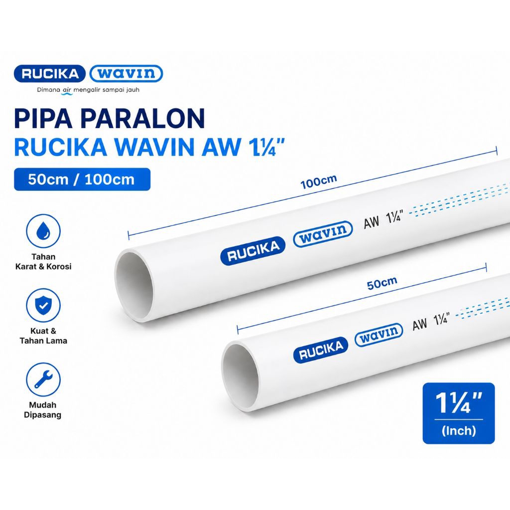 Pipa paralon Wavin 1¼' 50cm/100cm