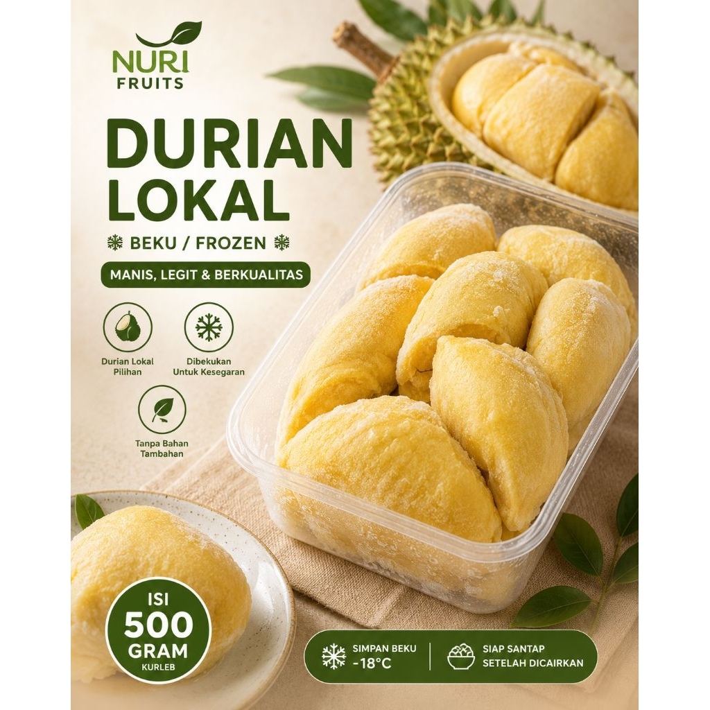 durian kupas|durian kupas lokal|durian kupas bali|nuri fruits|buah durian|buah segar bandung