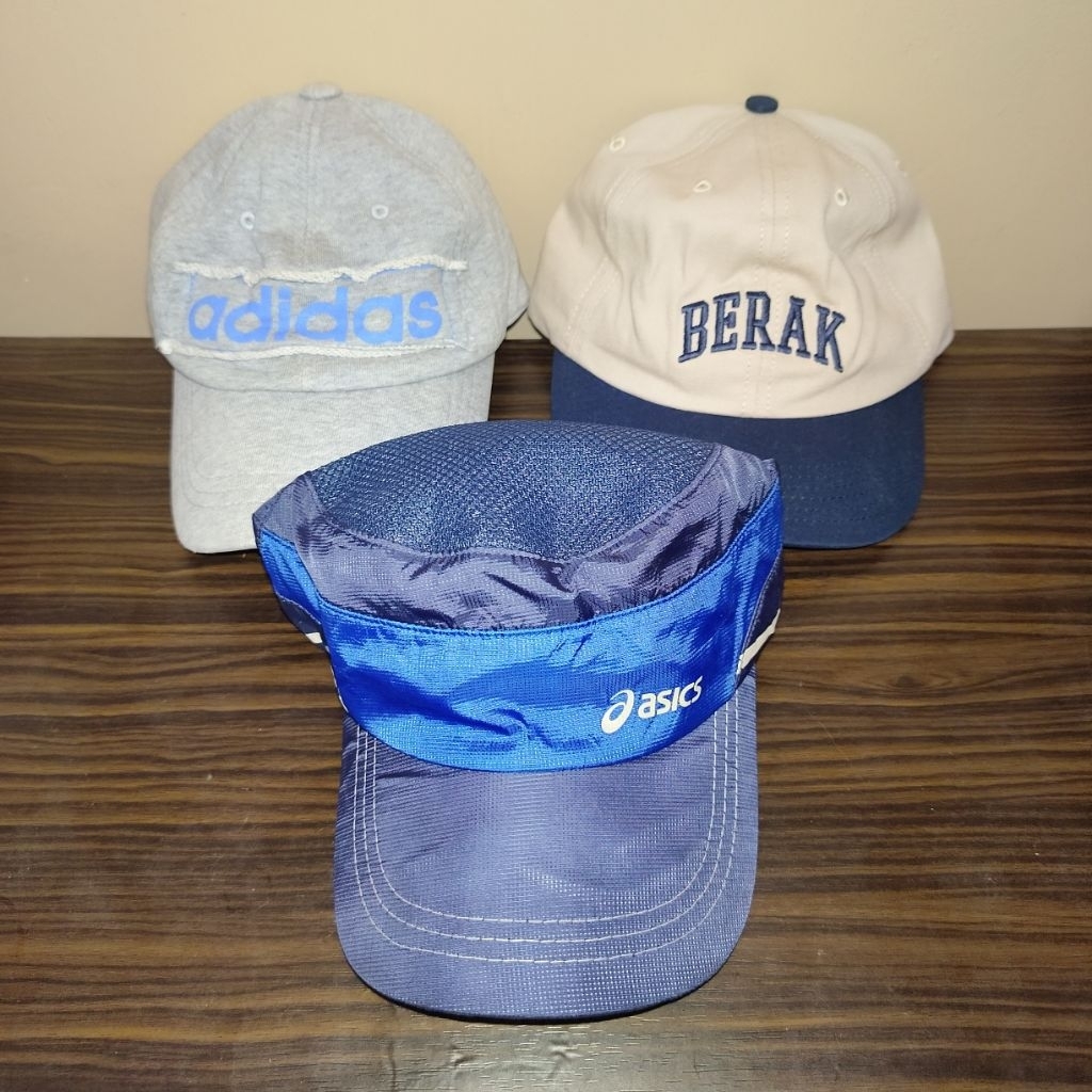 bundling topi original adidas, asics dan berak (Second Preloved)