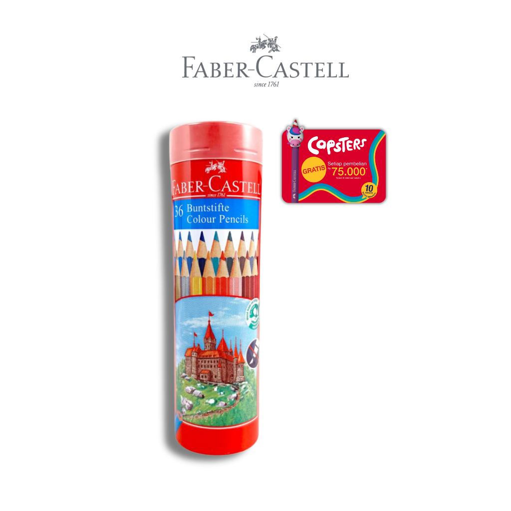 Faber-Castell Pensil Warna Set 12,24,36 Round Tin Kemasan Tabung - Gambar 3