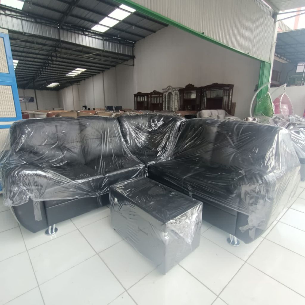 sofa l sudut ruang tamu Dacron Oscar