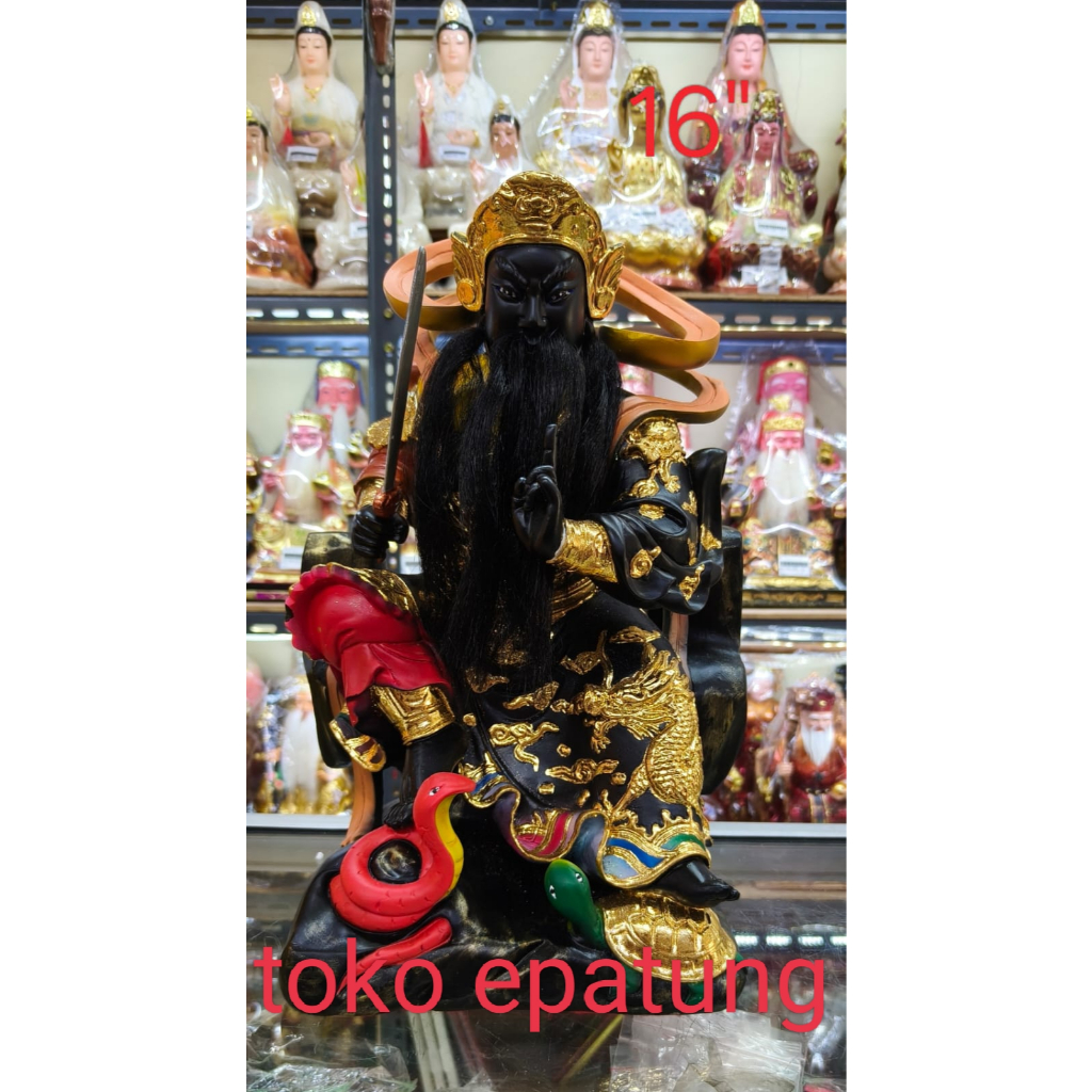 patung dewa hian tian shang ti / siong te kong / xian tian - fiber - 16 inch