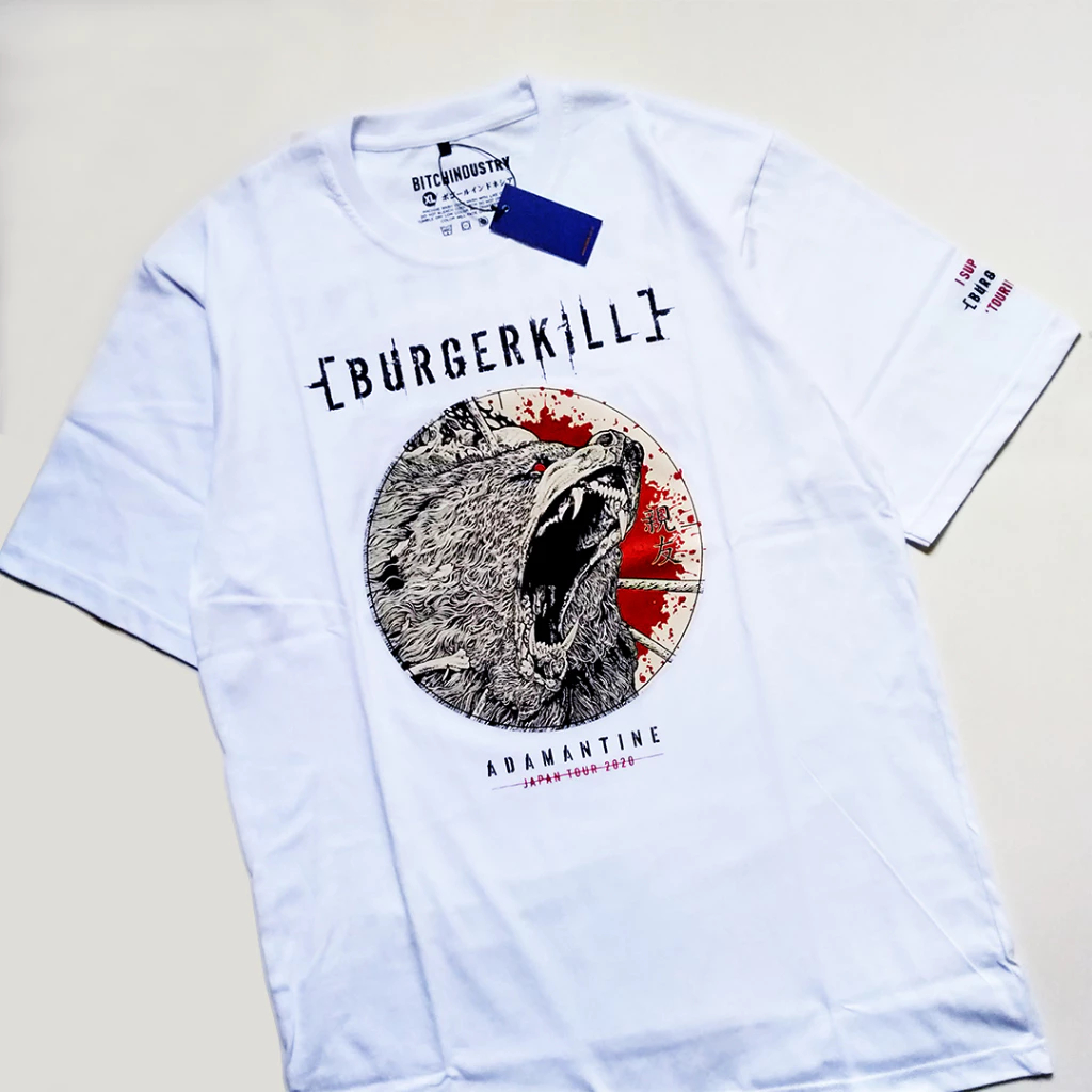 Kaos Burgerkill Adamantine Japan Tour T-Shirt Metal Band Merch Hitam Putih Premium Bitchindustry