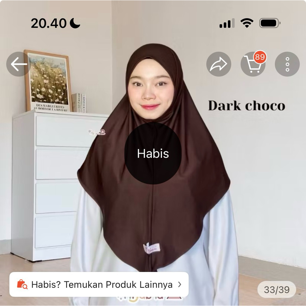 preloved oh hijab nonpad size L