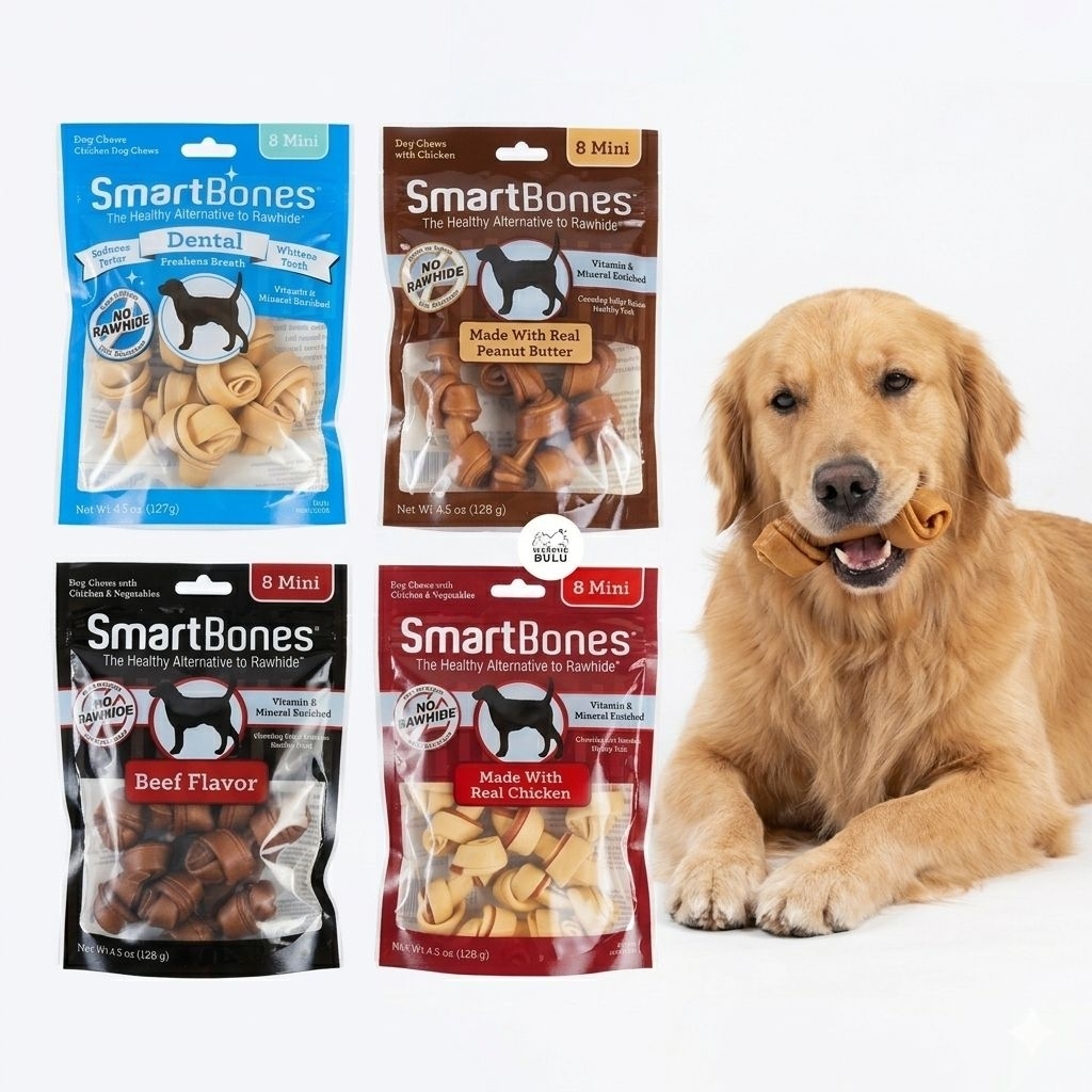 SmartBones 16 pcs & 8 pcs | Snack Anjing Import | Cemilan Anjing Dental, Chicken, Beef, Peanut Butte