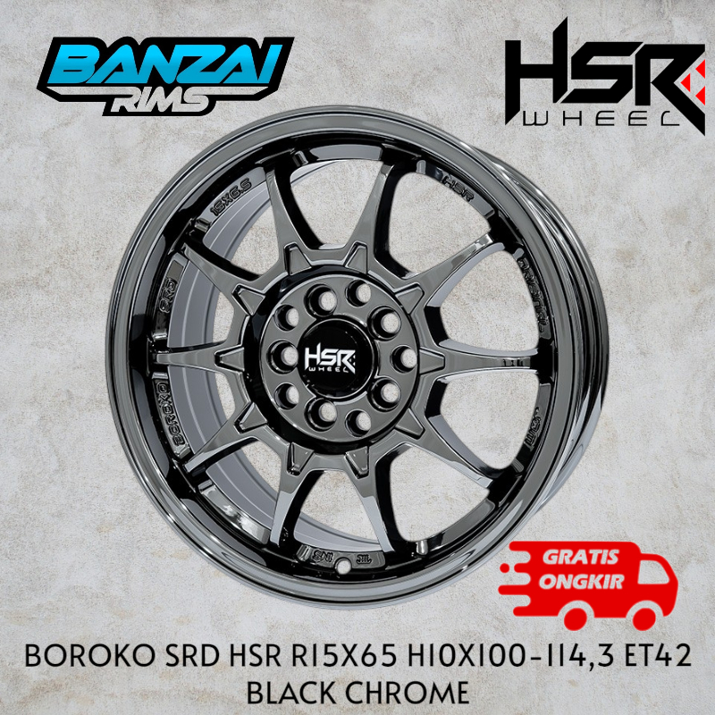 velg mobil black chrome ring 15 hsr boroko srd lebar 6,5 et 42 velg racing model ce28 r15