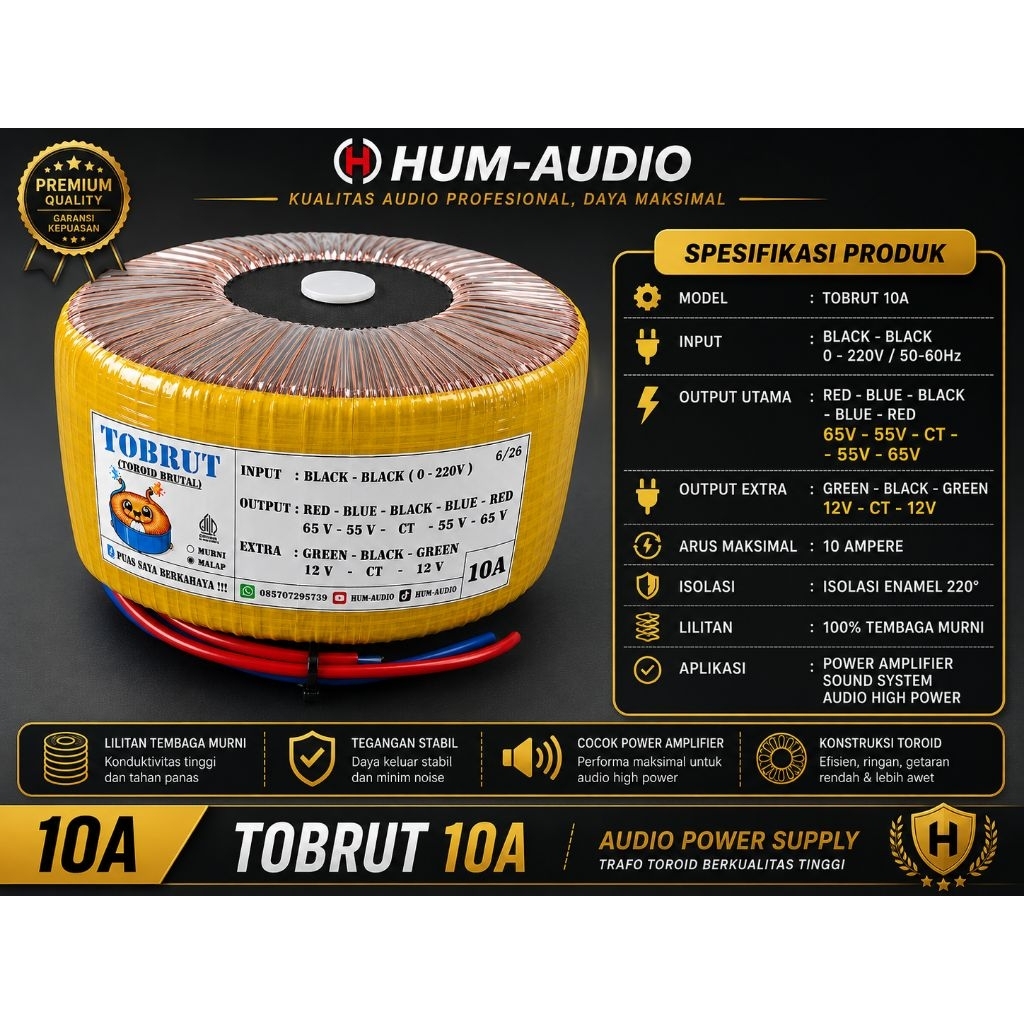 TRAFO TOROID 10A MURNI TEMBAGA ORIGINAL