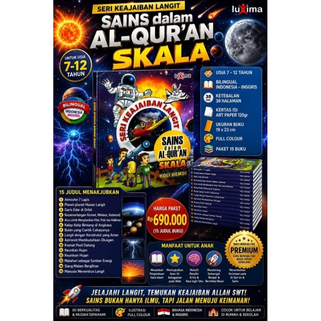 Seri Keajaiban Langit Sains Dalam Al-Quran Skala 15 Buku Usia 7 - 12 Tahun (ORI)