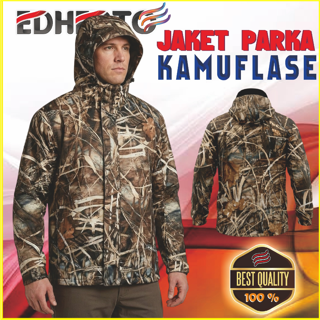 Jaket Petualangan Berburu Kamuflase HADE Outdoor - Jaket Hunting Motif Kamuflase EDHERTO - Jaket Tra