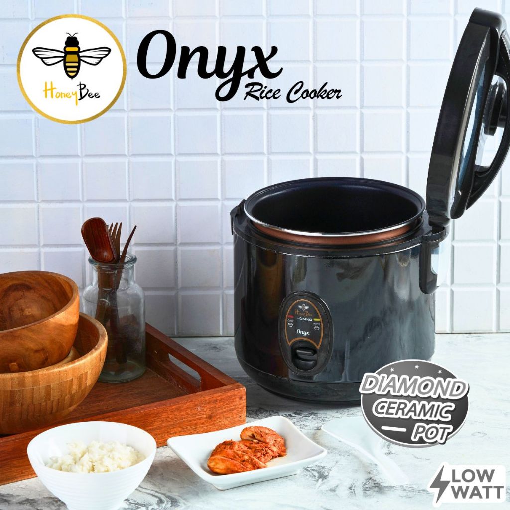 CLEARANCE NO BOX NEW - Honeybee Onyx Rice Cooker 1.2Lt Kaca Transparan Clearance Tidak ada Dus | KHU
