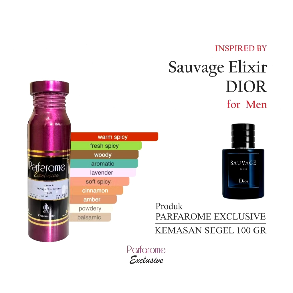 Bibit Parfum DIOR SAUVAGE ELIXIR produk by PARFAROME type Exclusive kemasan segel 100gr