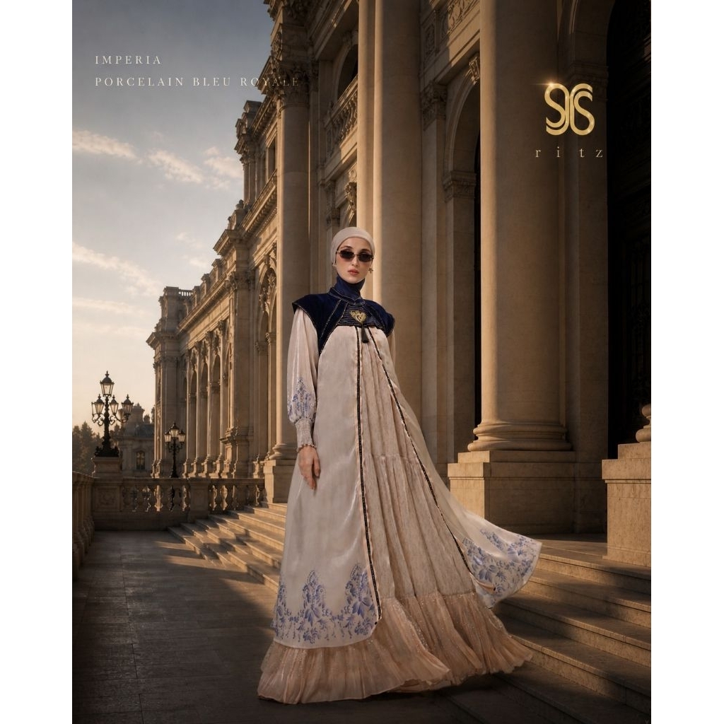 [RITZ SYAR'I] SET DRESS PREMIUM"IMPERIA-PORCELAIN BLUE ROYALE" By Ritz Syar'i