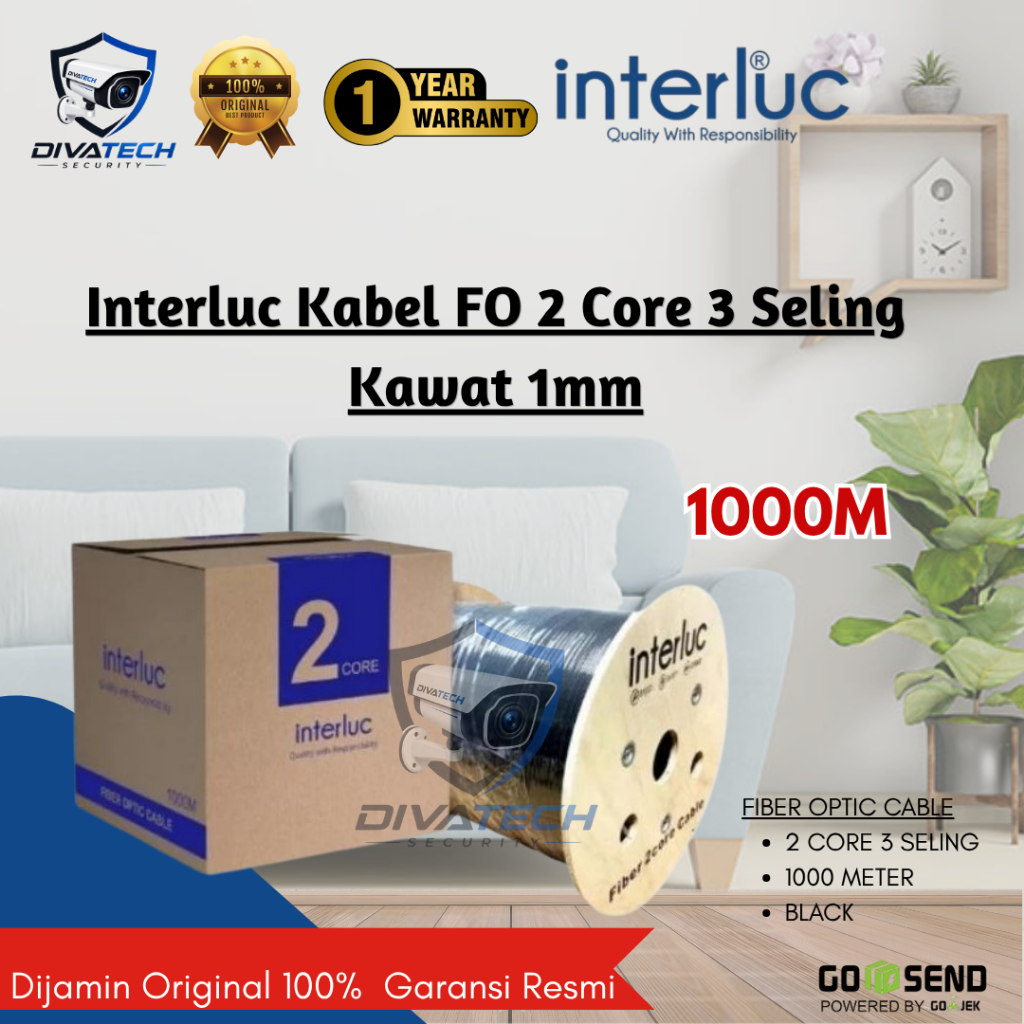 INTERLUC KABEL FIBER OPTIC 2 CORE 3 SELING 1000M/KABEL FO 2 CORE 3 SELING ORIGINAL