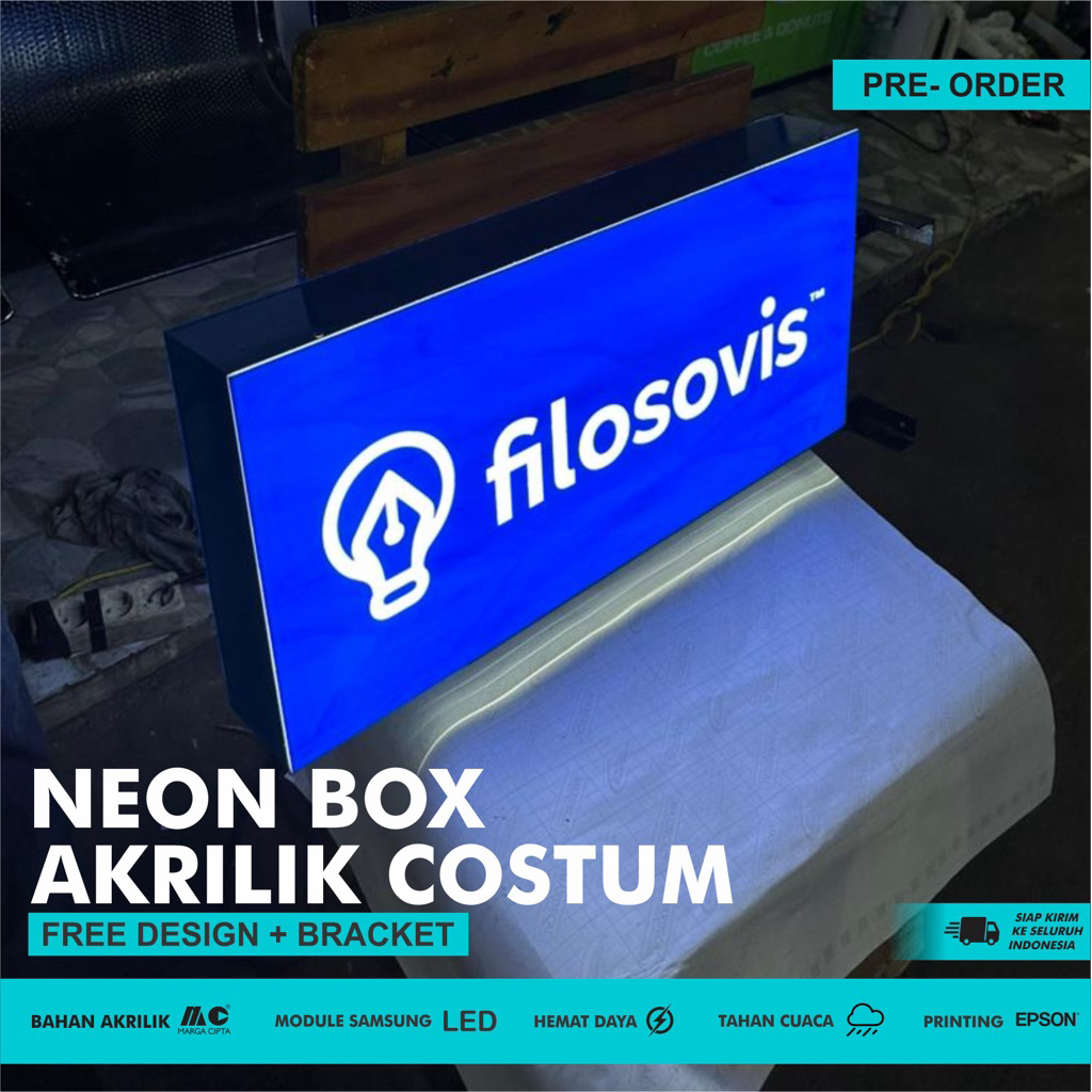 neon box akrilik costum visual printing estetik