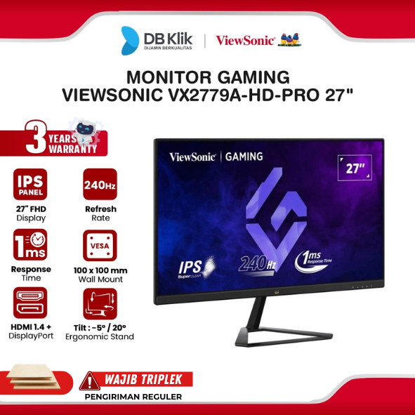 Monitor Gaming ViewSonic VX2779A-HD-PRO 27" FHD IPS 240Hz 1ms AMD FreeSync + NVIDIA G-Sync HDR10 HDM