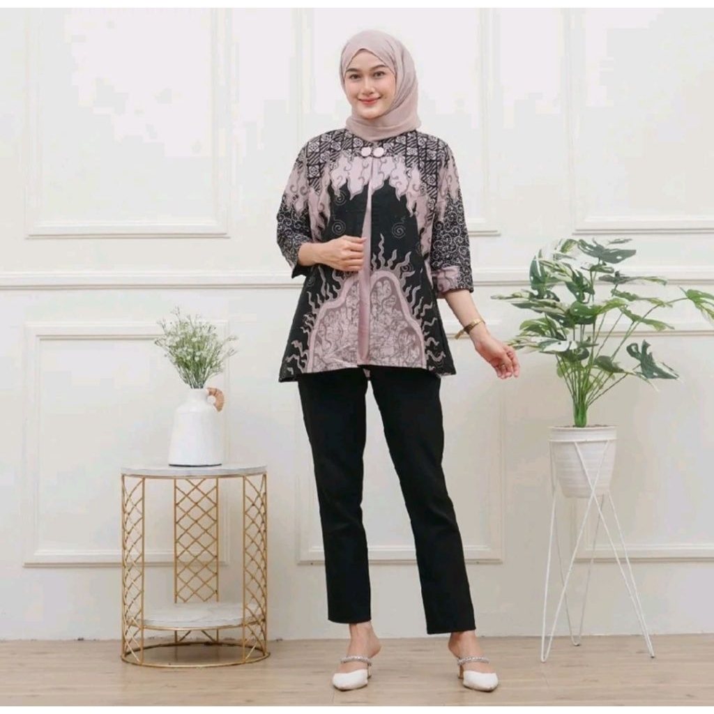 BLOUSE GHANIA - Baju Batik Kerja Elegant Atasan Batik Model Bolero M L XL XXL XXXL 4L 5L 6L