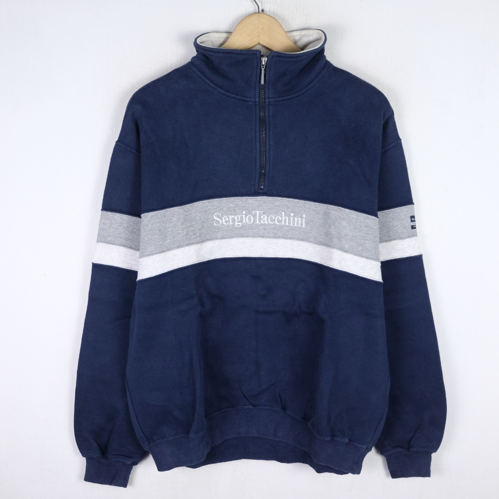 CREWNECK VINTAGE SERGIO TACCHINI HALFZIP SWEATER CN73 SIZE M-L