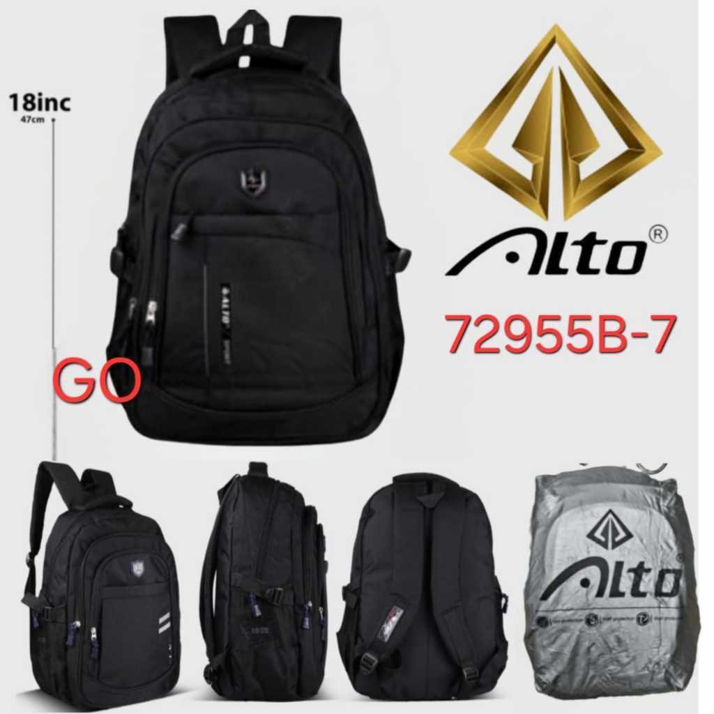 Gos BLACK 18INC Tas Sekolah Pollo Alto Anak Laki Laki Tas Ransel/Ransel Laptop SD SMP SMA Original 1