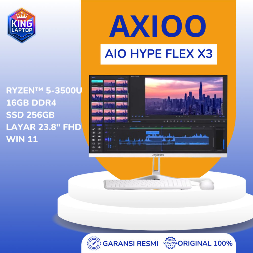 Axioo AIO Hype Flex X3 AMD Ryzen 5 3500 - RAM 16GB 256GB Windows 11 23.8" FHD IPS