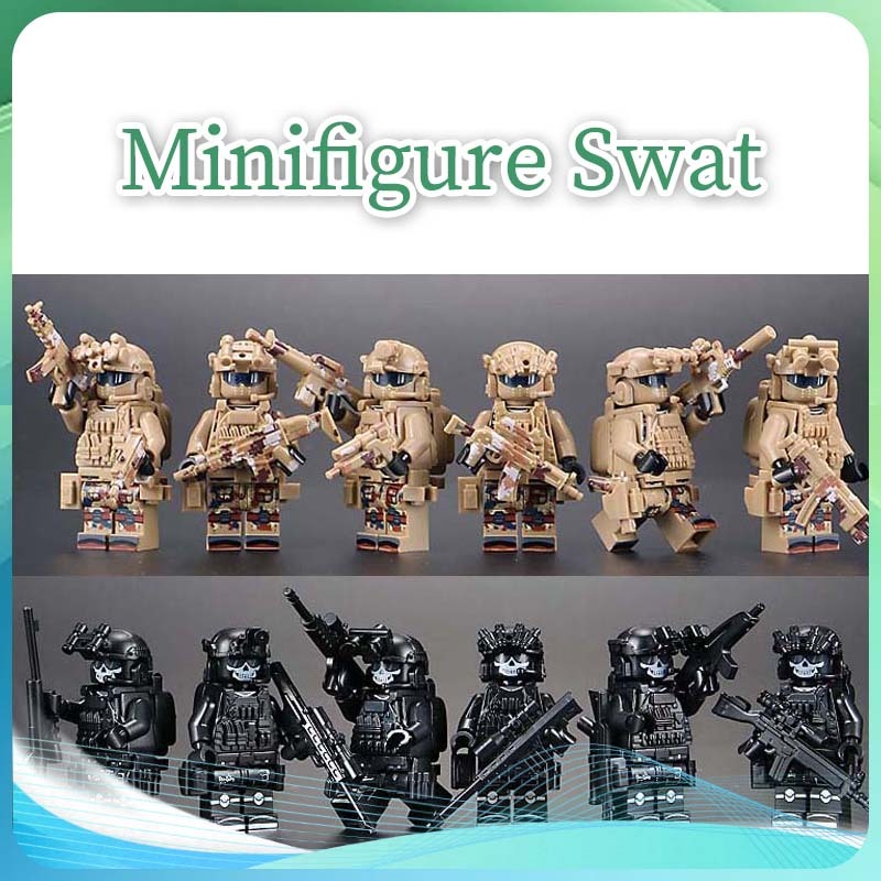 1set Minifigure Tentara Ghost Swat Mainan Balok Militer Action Figure Minifigure Army Swat Team