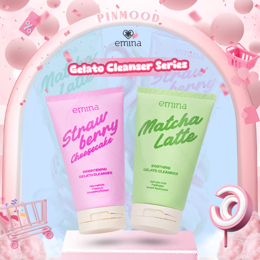 EMINA - GELATO CLEANSER SERIES ( 100 ml ) - Pembersih Wajah Strawberry Cheesecake | Matcha Latte
