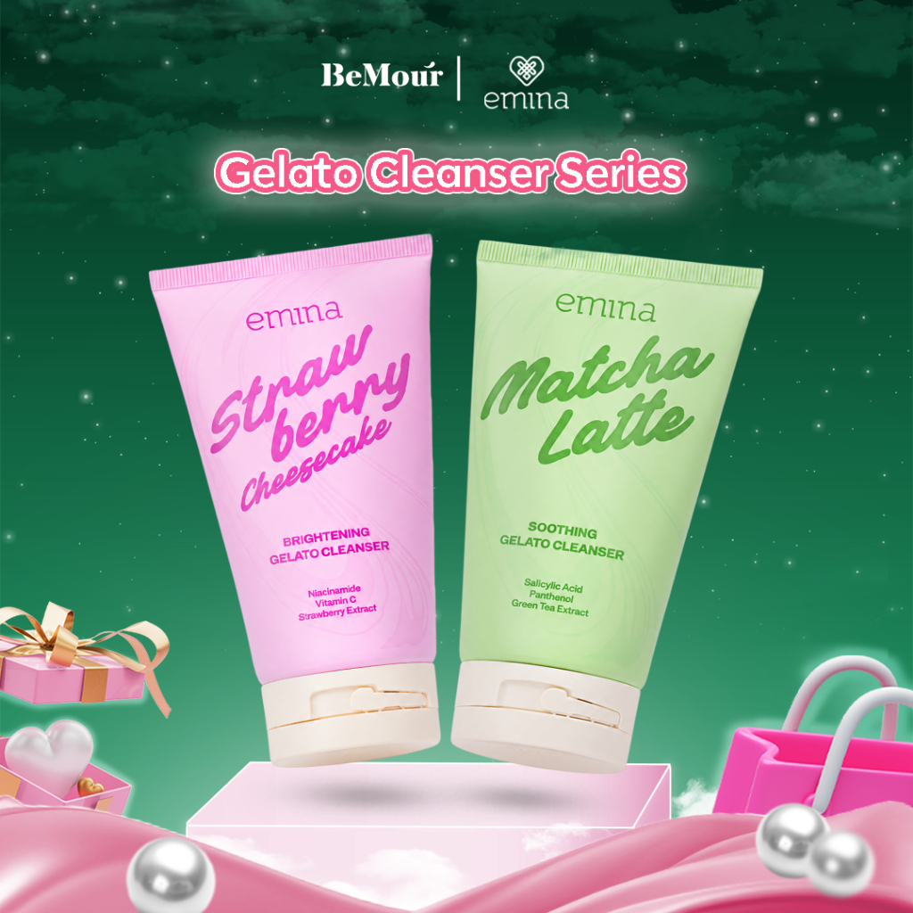 EMINA - GELATO CLEANSER SERIES ( 100 ml ) - Pembersih Wajah Strawberry Cheesecake | Matcha Latte