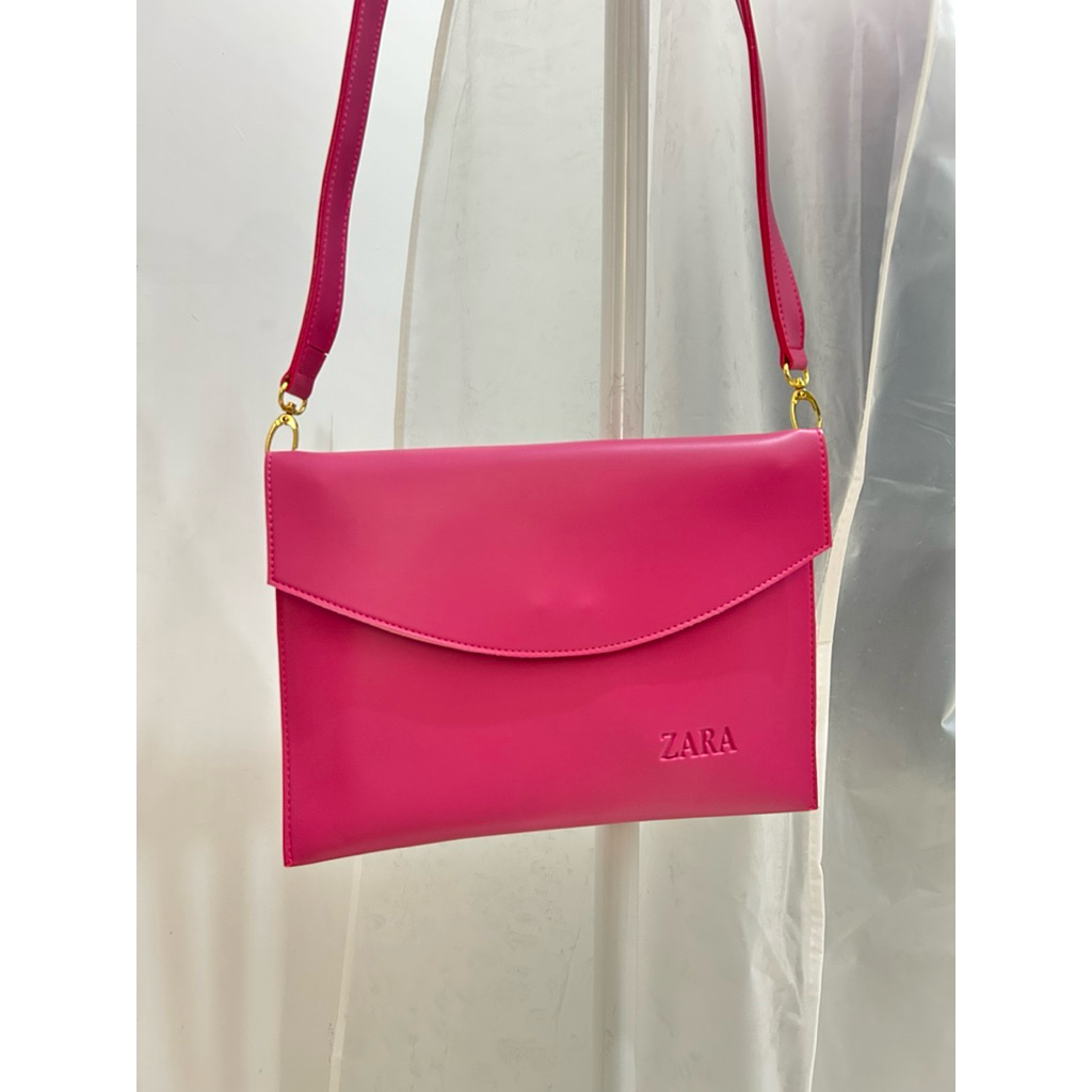 tiffs preloved - tas wanita clutch bag pink fushia