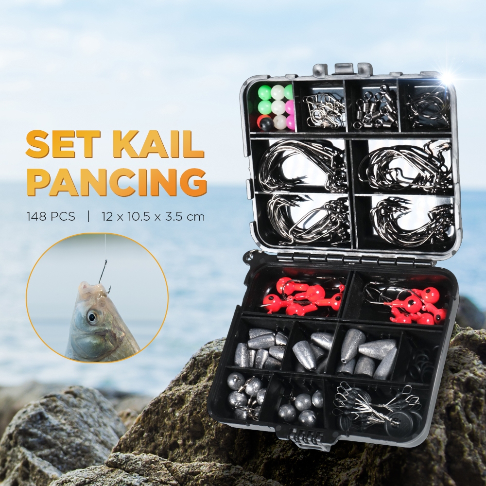 Set Kail Pancing 148PCS Fishing Hook Tackle Box Mata Kail Lengkap
