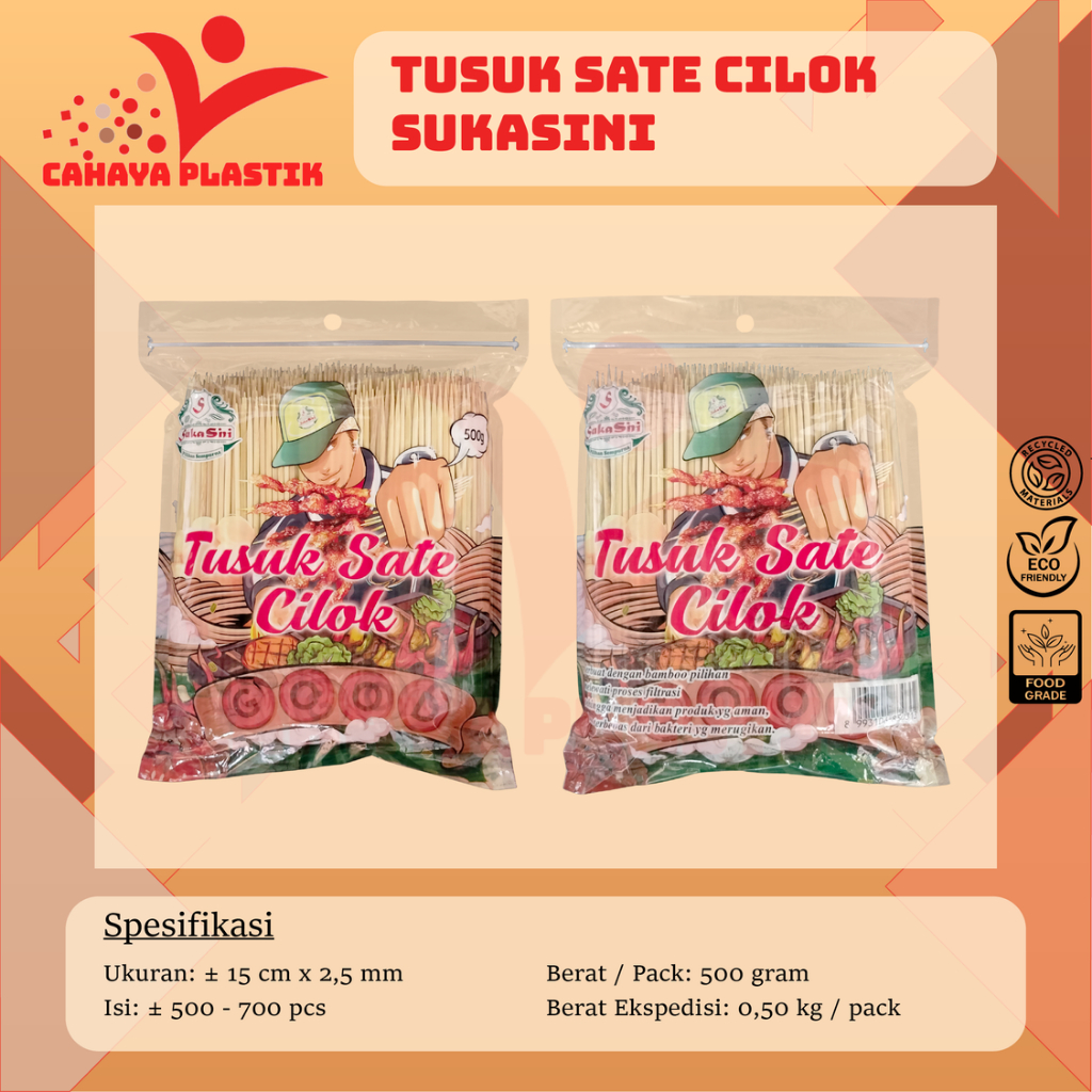 Tusuk Cilok Panjang 15cm 500GR / Tusuk Pentol / Tusuk Bambu Pendek / Tusuk Cilok Sukasini 15cm 500 G