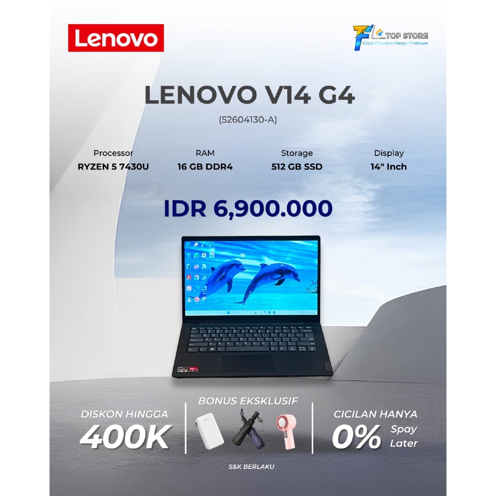 LAPTOP LENOVO V14 G4 ABP AMD RYZEN 5 7430U RAM 16 GB SSD 512 GB