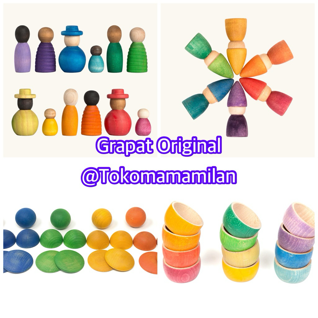 Grapat Together | Grapat Rainbow Totem | Grapat Round | Grapat 12 Bowls - Wooden Toys | Original Gra