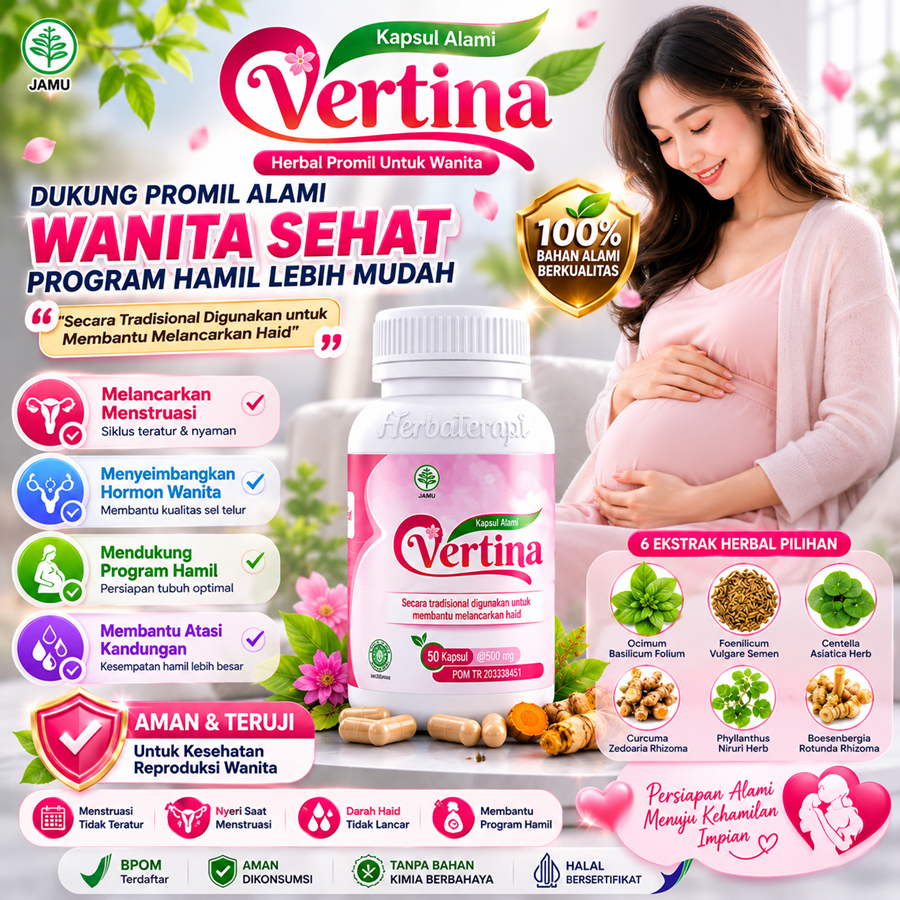 VERTINA Melancarkan Haid penyubur kandungan wanita mendukung promil program hamil obat cepat hamil
