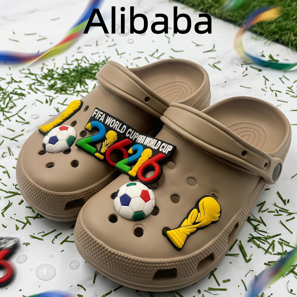 Alibaba Sandal Crocs Tema Piala Dunia Sepak Bola 2026 Untuk Pria Wanita Dewasa Anak Laki-laki Peremp