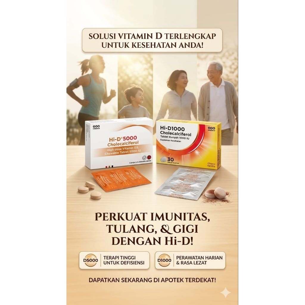 HI-D1000, HI-D5000, Suplemen Kesehatan Harian, isi 6 tablet