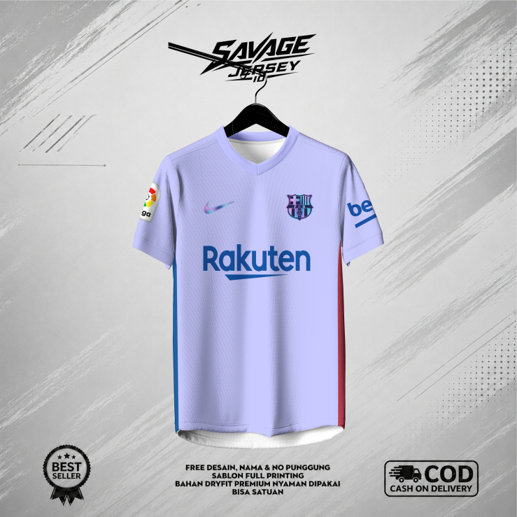 Jersey Custom BARCA AWAY 2021-2022 Bahan Dry-Fit Milano Premium Full Printing Free Custom Nickname d
