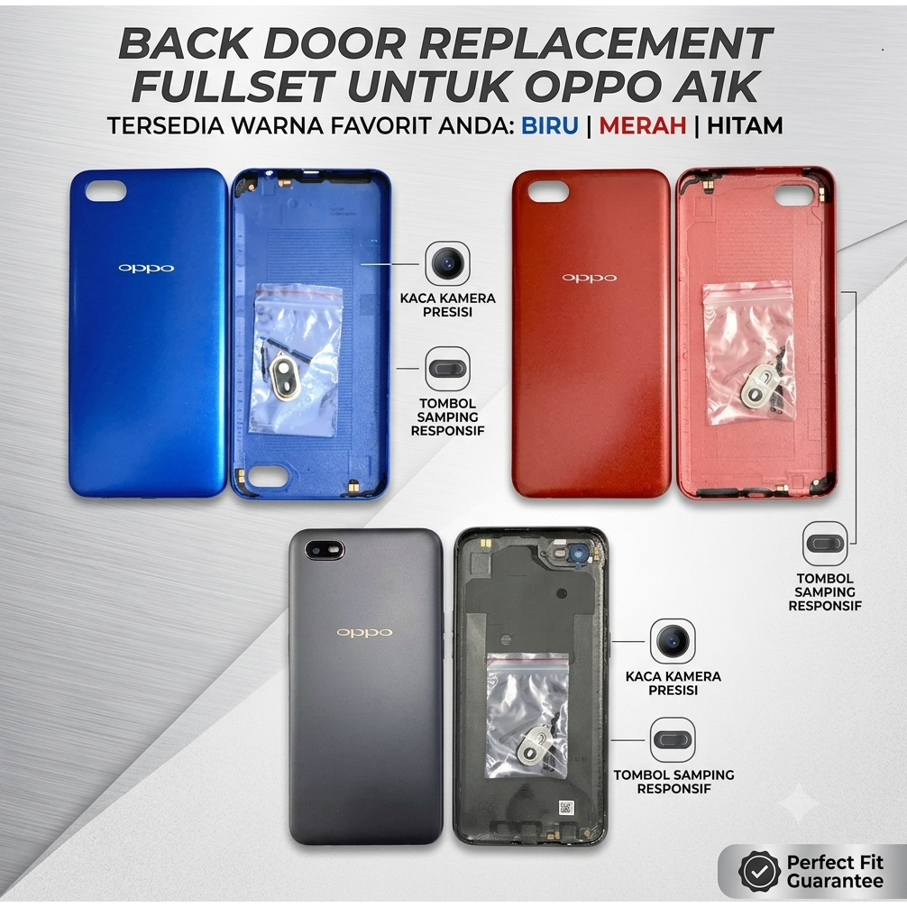 Backdoor Oppo A1K Back Casing Fullset Tombol & Kaca Kamera Kesing Belakang Oppo A1K Original Quality