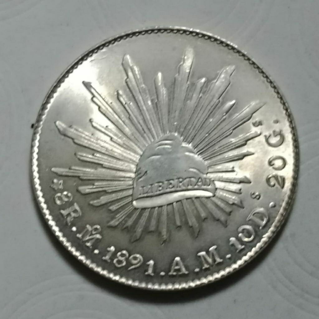 LANGKA 1891 MEXICO 8REALES GREAT EAGLE  38mm BAGUS DETAIL KOLEKSI KUNO BANYAK DICARI KOLEKTOR Stok T