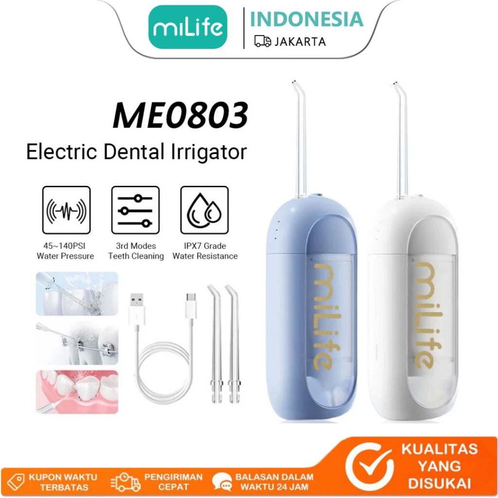 3life Water Flosser Portable  1200x/menit |Tank 150ML|Baterai 40 Hari | Free 2 Nozzle