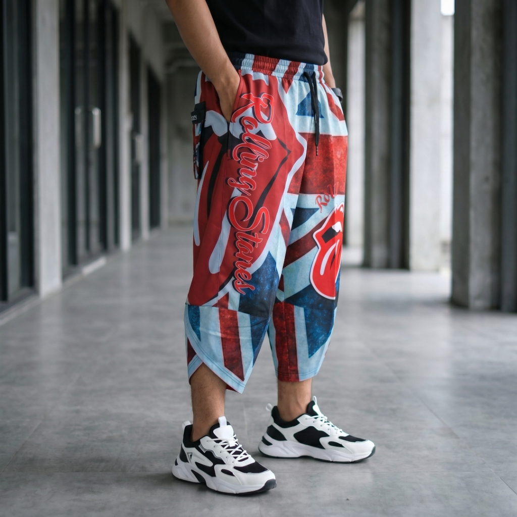 Prodizy Celana Harem 7/8  Pria Wanita Motif Rolling Stone