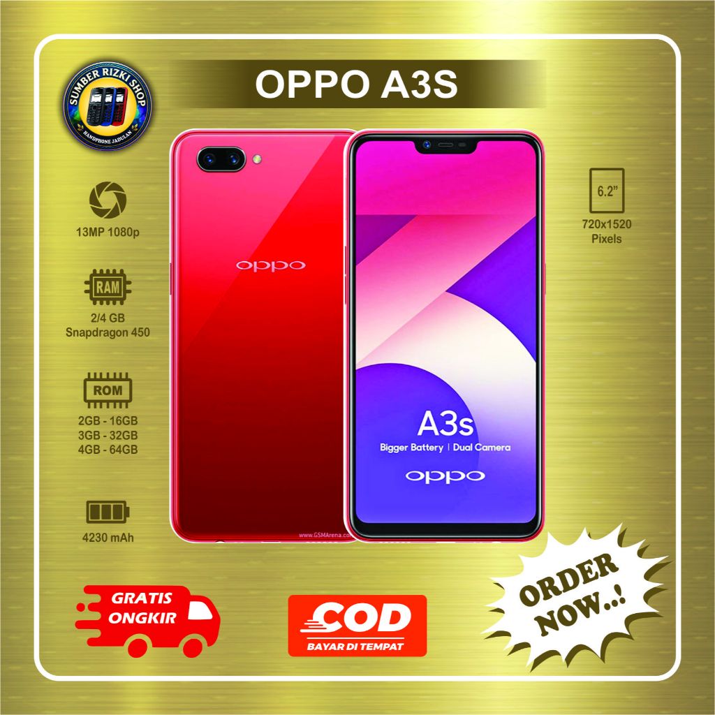 HP OPPO A3S Normal second batangan siap pakai