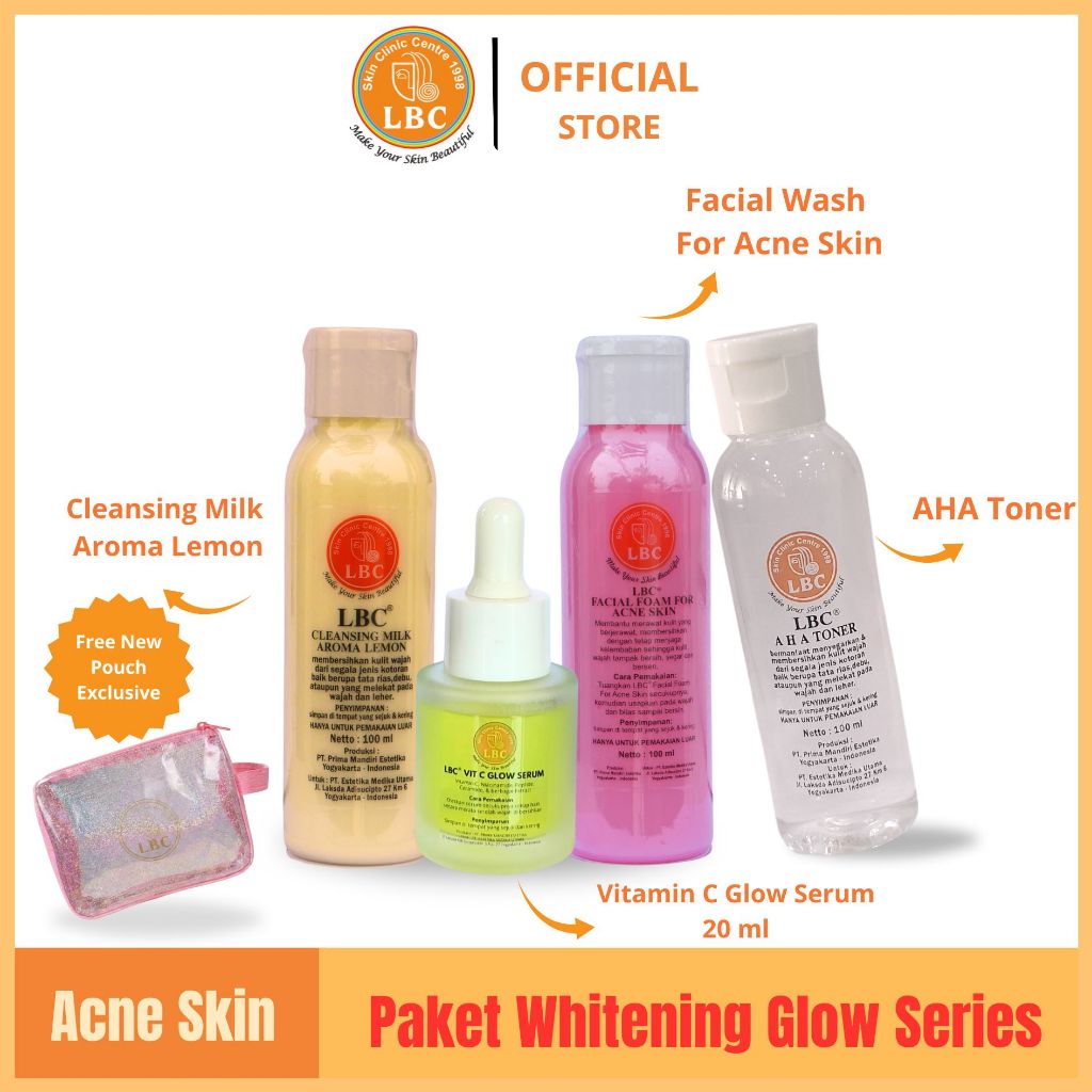LBC-Paket Whitening Glow Series For Acne Skin (20ml) (FREE POUCH)