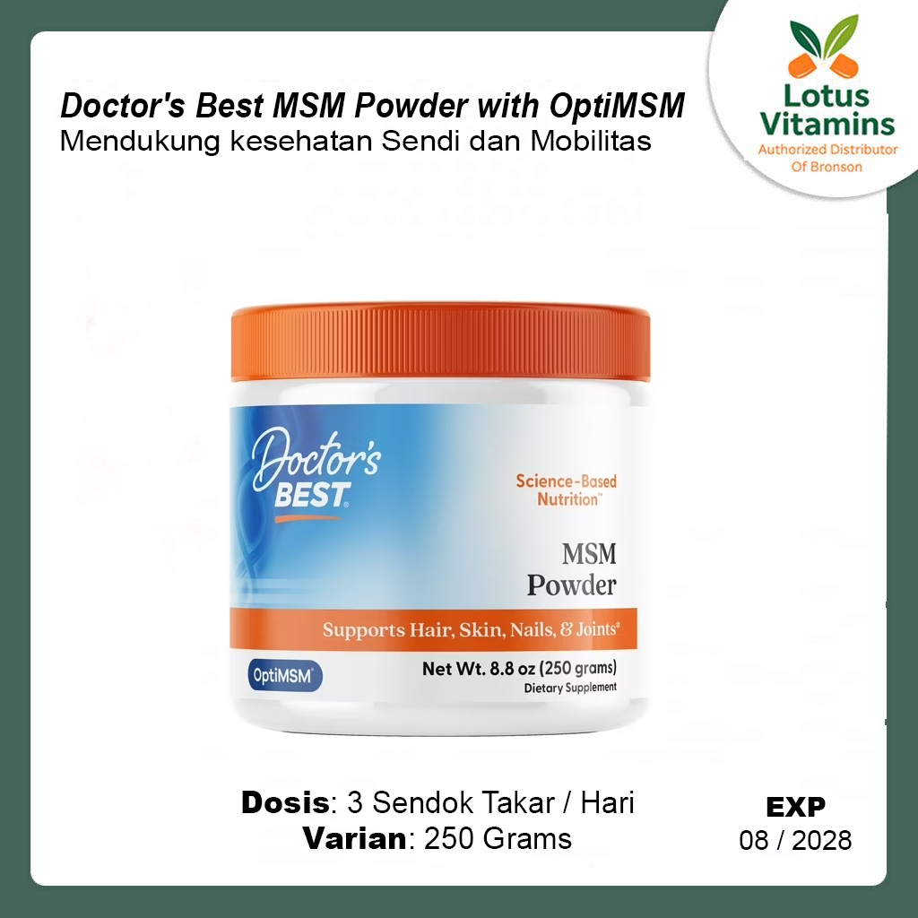 Doctor Best MSM Powder with OptiMSM 250 g Best MSM Bubuk MSM Kesehatan Sendi ORI USA