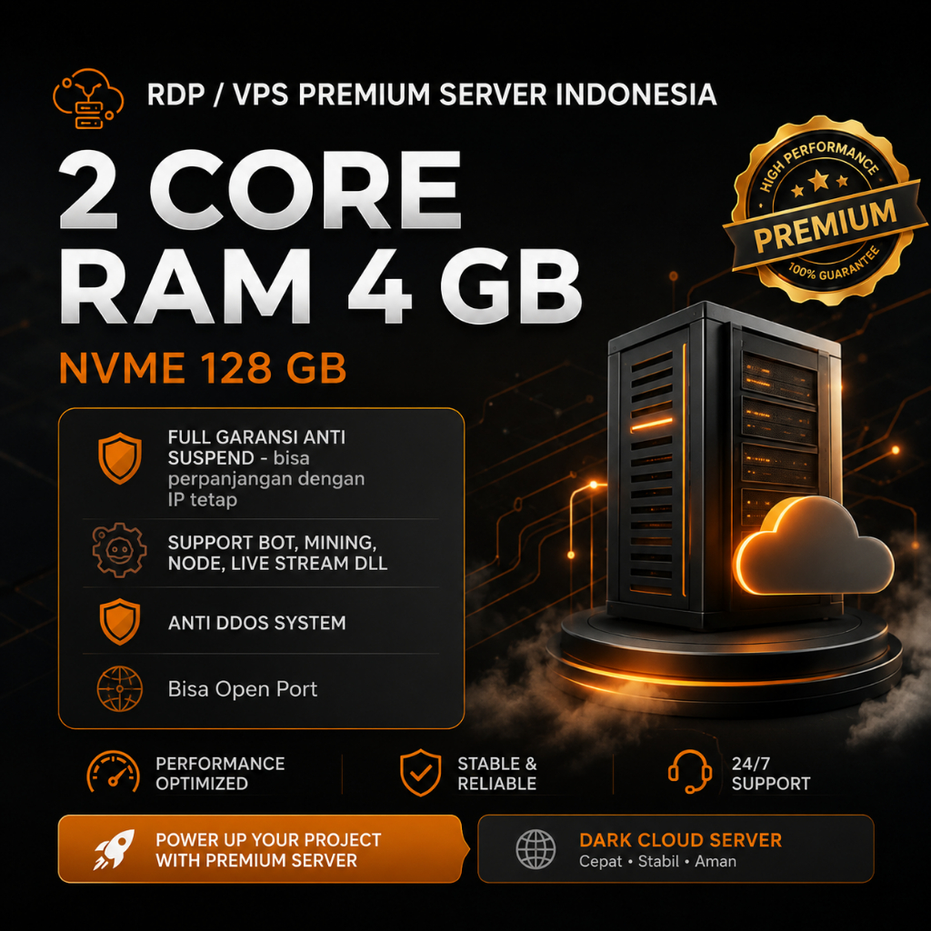 RDP  VPS Ram 4GB 2 Core  2 VCPU Ram 4 GB