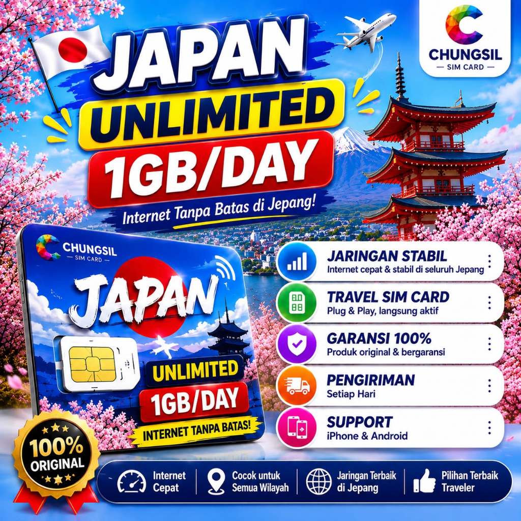 Sim card Jepang FUP 1Gb/hari Unlimited || Simcard Japan Softbank 4G/5G