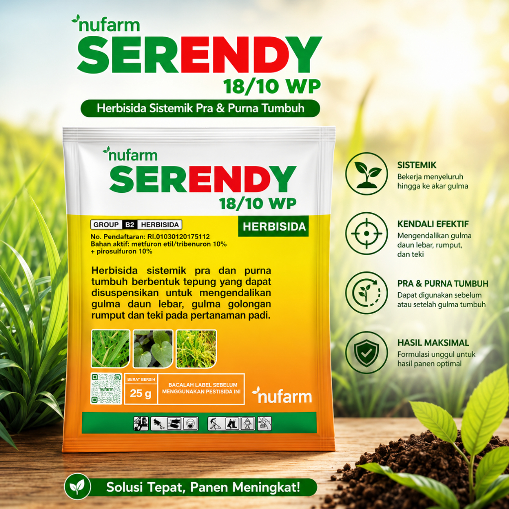 Herbisida SERENDY 28 WP Nufarm 25 Gram - Obat Rumput & Gulma Tanaman Padi Original